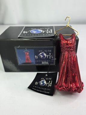 Joy To The World Collectables Red Dress Ornament Decoration ZKP1884R. Poland.